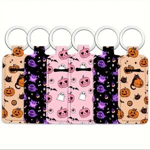 6-Pack Keychain and Lip Balm Clips Set Cute Ghosts & Pumpkins Designs Halloween